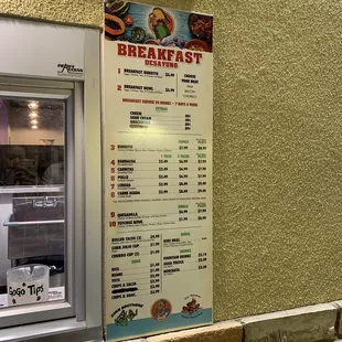 Menu at the walk-up window