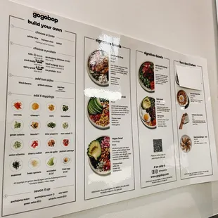 Menu (only bowls, sadly no kimbap)