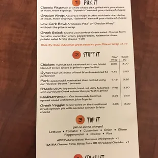 menu
