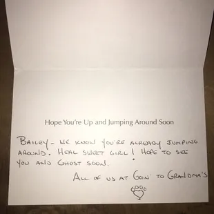 Since Bailey wasn't feeling so well, Goin to Grandma's sent her a card. Sweetest thing ever!! Thank you so much!