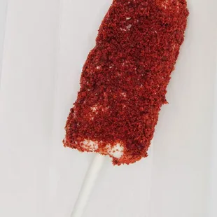 Red velvet cake banana pop
