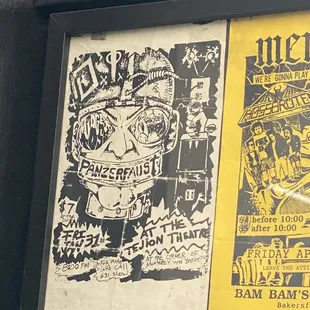 Wow totally surprised by this pic of a flyer on the wall that's the band of my Ex (my sons dad)  from a long time ago LOL MEMORIES!!!