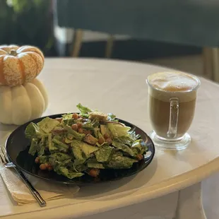 caesar salad and dulce latte