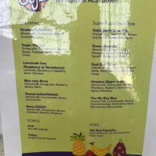 menu