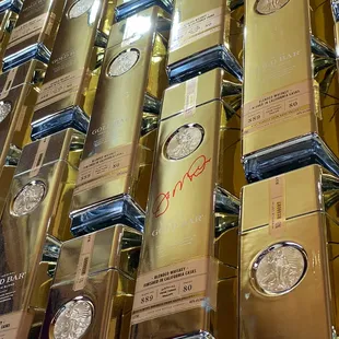 stacks of bottles of liquor