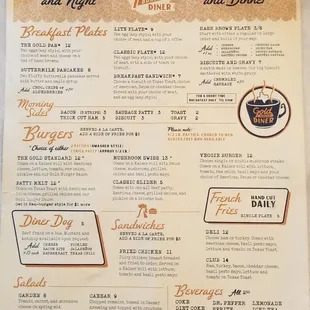 Breakfast menu