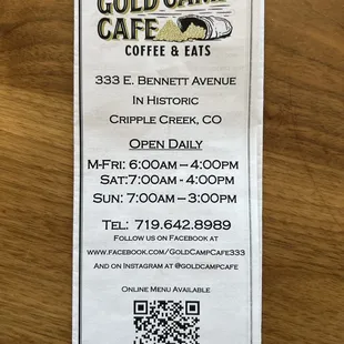 Menu front