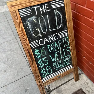 a chalkboard sign