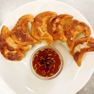 a plate of dumplings