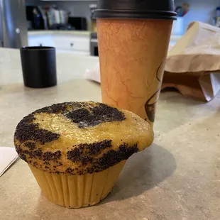 Lemon poppyseed muffin - caramel latte