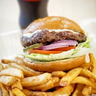 Beef Burger with fries
