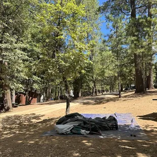 Cleaning up where we set up our tent