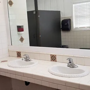 Women's bathroom near sites 44 &amp; 51. Very clean! Running water, 2 flush toilets, 2 sinks, 2 showers, and a bench.