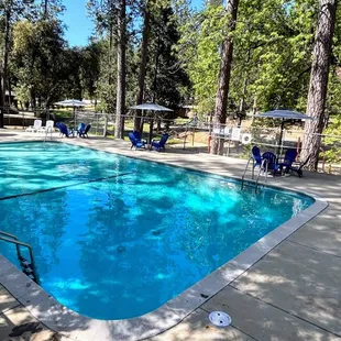 New chairs, loungers and umbrellas line our pool deck awaiting our summer guests.