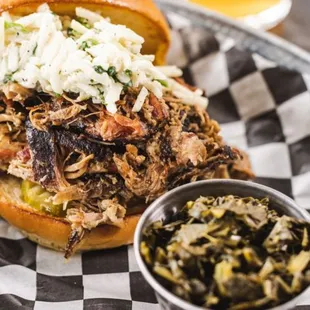 pulled pork sandwich with coleslaw