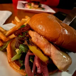 My chicken burger was fantastic! The fries were crunchy and not over cooked.. like I love!