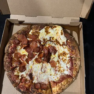 Supposed to be half cheese half pepperoni