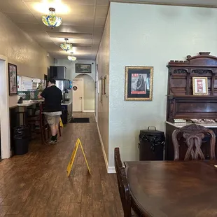 a dining room and kitchen