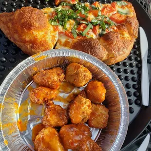 Mango Habanero Wings with the Yuppie pizza