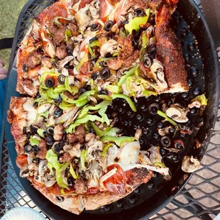 Large pizza ... added onions and bell peppers