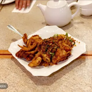 Deep fried soft shell crab dish