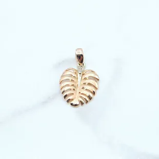 14K Monstera leaf charm