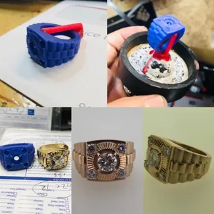 Custom Made 14K Diamond Rolex Ring - One Of A Kind