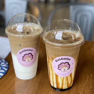 Caffe latte (left) and brown sugar latte (right)
