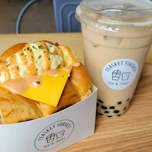 Set: Bacon Cheese Bite + House Milk Tea w/ boba