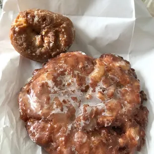Pumpkin filled donut and apple fritter!