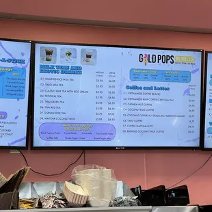 menus on the wall