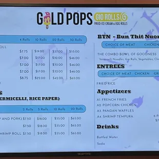 Menu as of October 2024