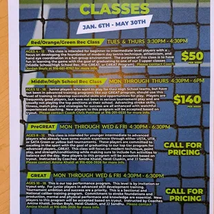 Junior Tennis classes in 2025