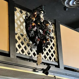 a wreath hanging from the ceiling