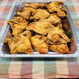 a tray of fried chicken