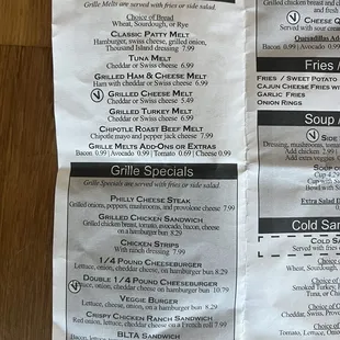 Lunch menu