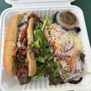 Philly Cheesesteak with side salad ~ $8.99