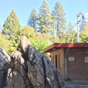 Side view of office with the natural Limestone boulders