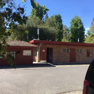 Side view of mail boxes, laundry, shower rooms and office