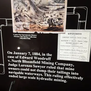 Exhibit sign. Hydraulic mining banned in 1854.