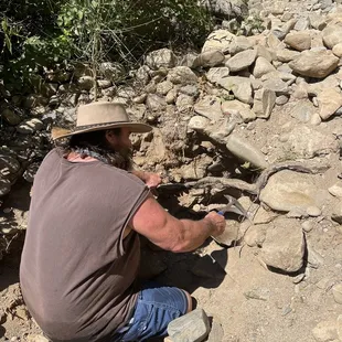 Mike chipping away to get some stuff to pan hidden gold