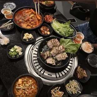 Tteokbokki, pork, tofu soup