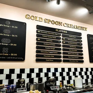 menus on the wall