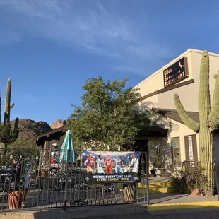 the entrance to the restaurant