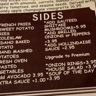 Menu Sides