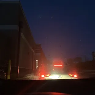 Sitting in the darkened drive through.