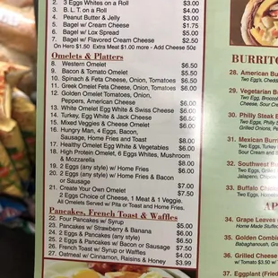 Menu as of April 2019