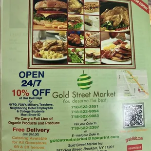 Menu as of April 2019