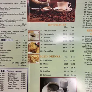 Menu as of April 2019