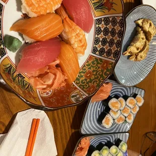 a variety of sushi on a plate